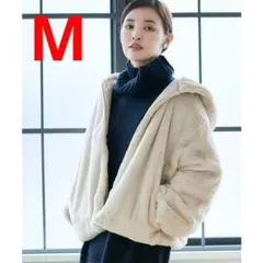 フード付き クリームベージュ色 ボアジャケット 美品 M