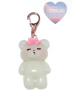 ちゅま おんなのこ キーホルダー ハンドメイド レジン くま キス リボン