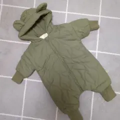 クマ耳付きキルティングジャンプスーツ