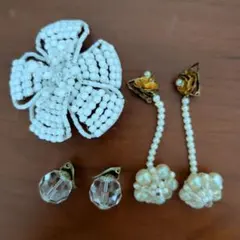 イヤリング　ブローチ　3点セット