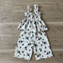 花柄 シャーリング セットアップ 90 韓国子供服のサムネイル