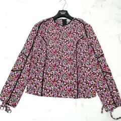 極美品✨ MSGM　花柄　ブラウス　トップス　総柄　ロゴ ジップ袖　リボンのサムネイル