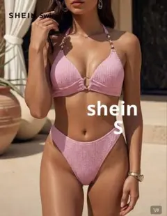 【未使用】SHEIN Swim ピンク ビキニ ラインストーン装飾のサムネイル