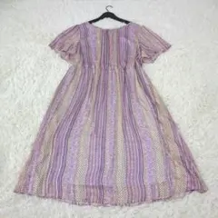 ☆KUMIKYOKU フレアワンピース マルチストライプ柄 7 大きいサイズ