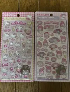 正規品ハローキティ・マイメロディ ボンボンドロップシール２枚セット