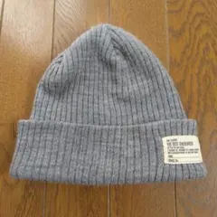 グレー ニット帽 リブ編み