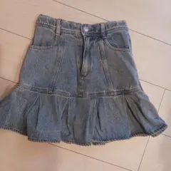 デニム風 プリーツスカート キュロット