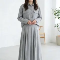 GEORGE's セットアップ シャツ スカート プリーツ グレー 厚手