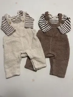 【petitmain】もこもこクマ耳長袖ロンパース&カバーオール※茶色セットのみ