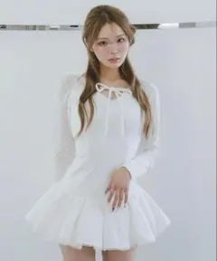 【即日発送可能】Darich フロントリボンコットンレースミニワンピース