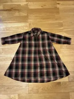 【サイズは大き目の110】チェック柄 シャツワンピース
