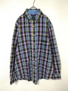 チャップス　美品　長袖シャツ　メンズM　チェック　ボタンダウン　綿　ポリエステルのサムネイル