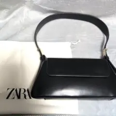【美品】ZARA フラップ ミニマル ショルダーバッグ ブラック 黒