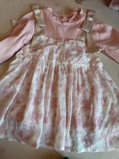 美品 アプレレクール 花柄ドッキングワンピース 130 120