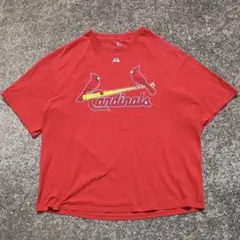 マジェスティック カージナルス 半袖Tシャツ ロゴ柄 ビッグサイズ 赤 