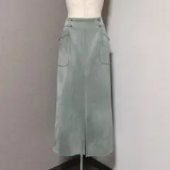ディスコート エコスエード ロング ナロー スカート カーキ