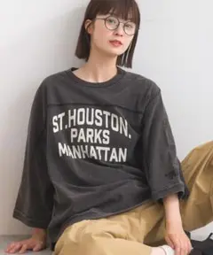 iriey【新品】スノーウォッシュ加工ロゴTシャツ　アイリー　クロ　ブラック