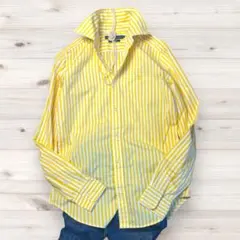 【美品/人気】ラルフローレン スリムフィット ストライプシャツ 黄 ポニー S
