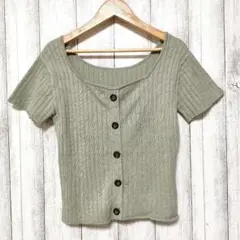 GRL グレイル (F)　前後2WAY スクエアネック リブニットトップス