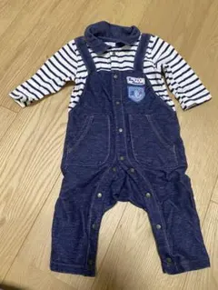 ストライプデニム風ロンパース 70cm
