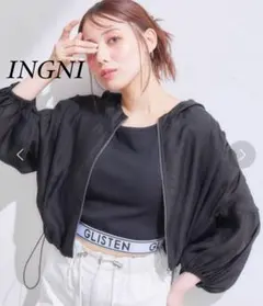 INGNI イング シアー ショート丈 7分袖　マウンテンパーカー フード付き