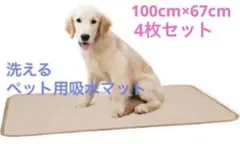 Lベージュ4枚 洗える ペットマット ペットシーツ トイレシート 防水 犬 猫のサムネイル