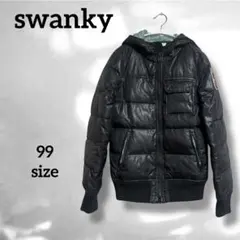 【swanky】(99) 中綿 ダウンジャケット フード付き 黒 ユニセックス