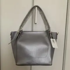 シルバー 合成皮革 ハンドバッグ　MICHEL KLEIN