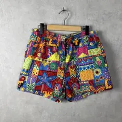 ユーロ古着 コットン ショートパンツ ショーツ パッチワーク風 vintageのサムネイル