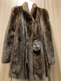 サガミンク ロングコート 袖ロールアップ 本毛皮 Etude 毛並み◎ 銀