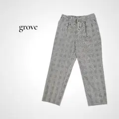 grove グレンチェック タック入り テーパードパンツ M グレー きれいめのサムネイル