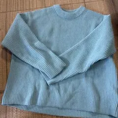 ライトブルー クルーネック ニット 長袖