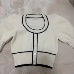 SNIDEL バイカラークロップドニットプルオーバー　ホワイト