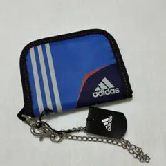 【新品未使用】アディダス 折り財布 青 ブルー チェーン付き