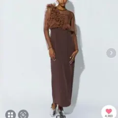 美品✨アンドレスド　パールビスチェドレス　茶色　ブラウン　パーティードレス