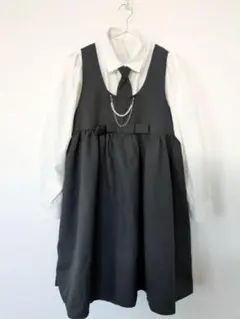 美品 フォーマルワンピース ネクタイ付き パール装飾 卒園 卒業 発表会