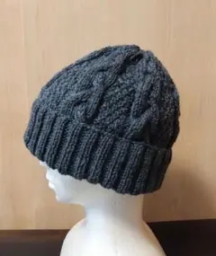 男女兼用ニット帽 ウール100% ハンドメイド
