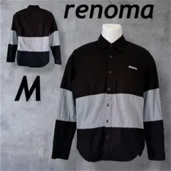 renoma メンズ 長袖シャツ M 千鳥格子×プラック系 (T69)☆