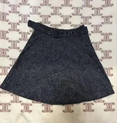 【 ZARA 】ダークグレー チェック柄 フレアスカート