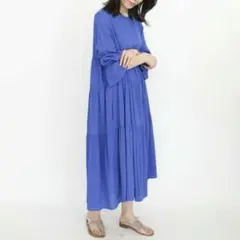 極美品✨TORRAZZO DONNA ティアードワンピース　ロイヤルブルー　青のサムネイル