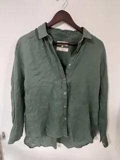 B:MING by BEAMS 長袖リネンシャツ カーキのサムネイル