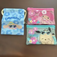 サンリオキャラクターズ フラットポーチ　シナモロール　ポチャッコ　マイメロのサムネイル