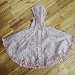 花柄ポンチョ レインコートピンク 80-100cm