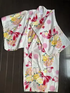 花柄リボンデザイン120サイズ　子供用浴衣