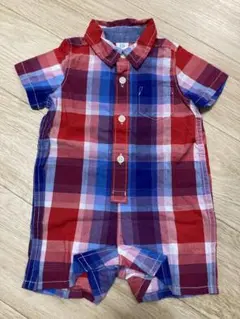 BABYGAP 赤チェック柄ロンパース 60サイズ