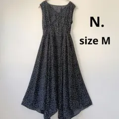 【N.】ドット柄　Vネック　ノースリーブ　ワンピース　アシンメトリー　М