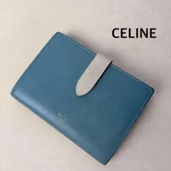 CELINE セリーヌ ミディアムストラップウォレット 2つ折り財布グリーンのサムネイル