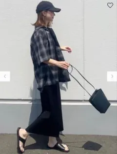 GU　オンブレ　チェック　シャツ(5分袖)　S　流行　トレンド　ジーユー　y2k