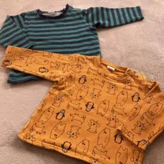 ストライプ柄と動物柄トレーナー 90cm