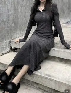 長袖 ロングワンピース 韓国ファッション